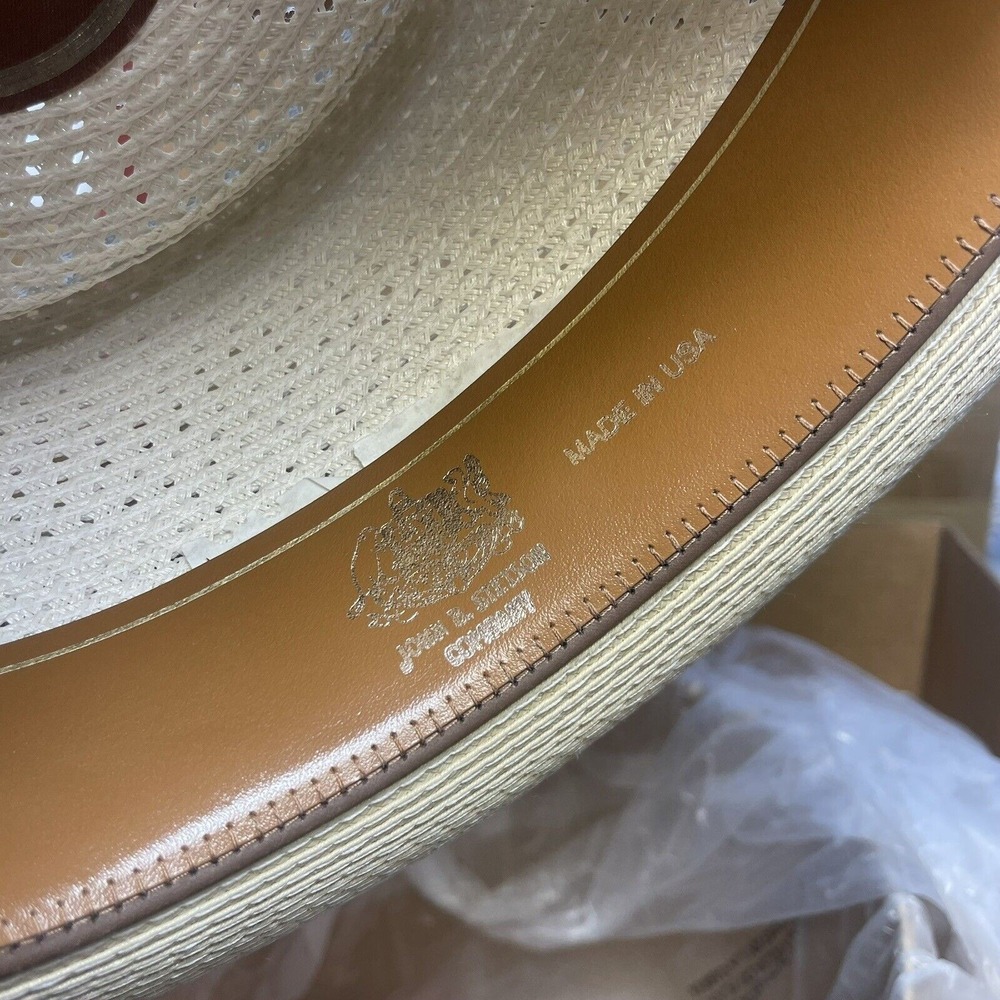 John B Stetson Company Cowboy Hat Fedora Beige Sand Oval Made In USA Size 7R - Picture 8 of 9